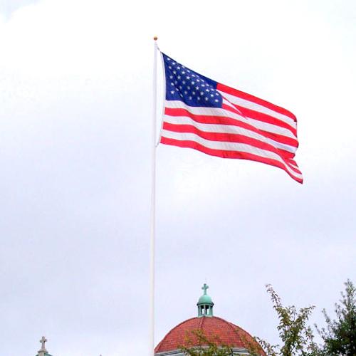American flag waving in wind