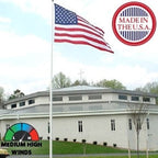 flag flying in front of church
