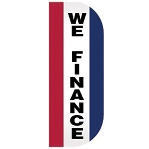 We Finance sign with stripes