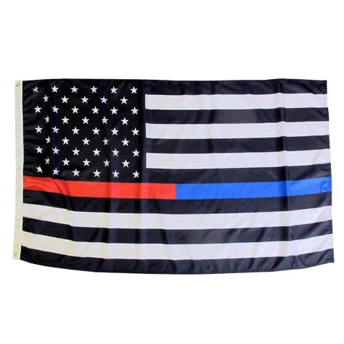 Thin Red-Blue Line Dual American Flag
